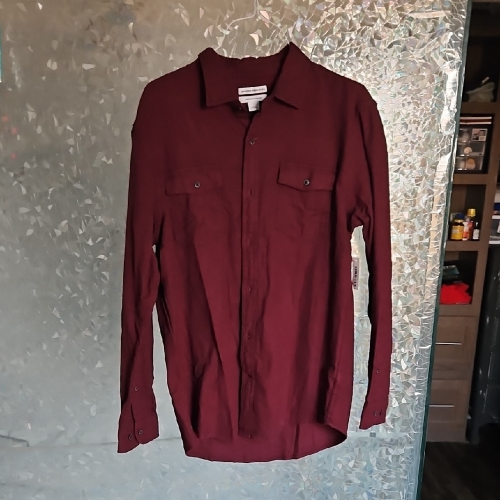 Amazon Essentials Maroon Button-Up Shirt